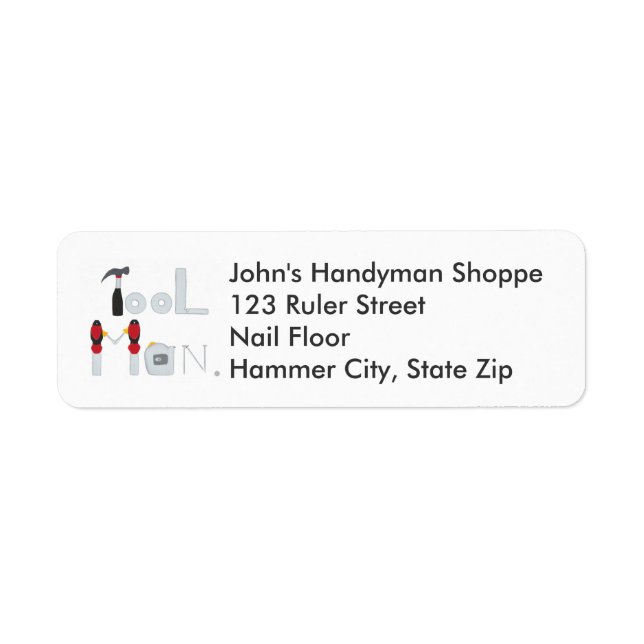 Tool Man schrieb mit Tools-Rücksendeadressen-Aufkl (Vorne)