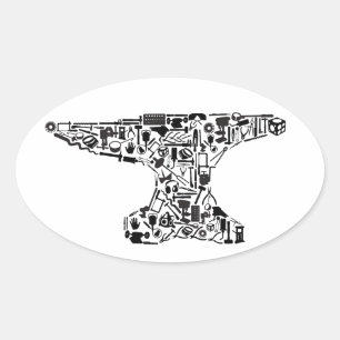 Tool-O-Rama Anvil Oval Sticker