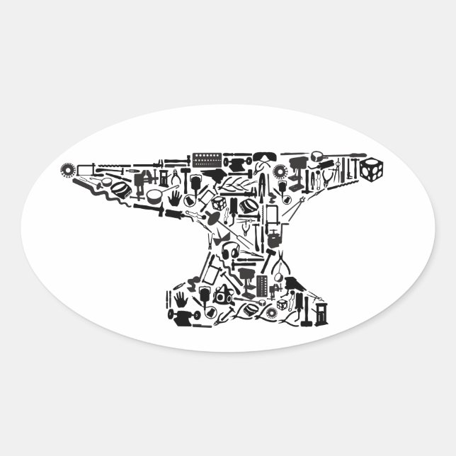 Tool-O-Rama Anvil Oval Sticker (Vorderseite)