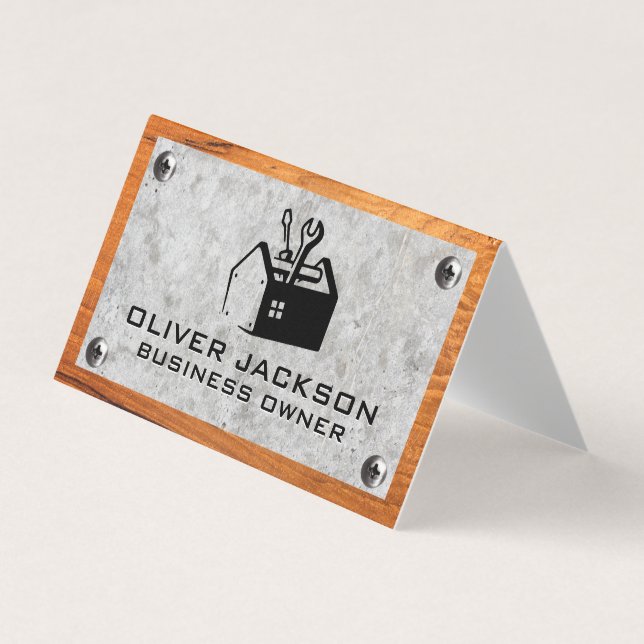 Toolbox | Betonschrauben aus Holz und Metall Visitenkarten (Vorderseite)