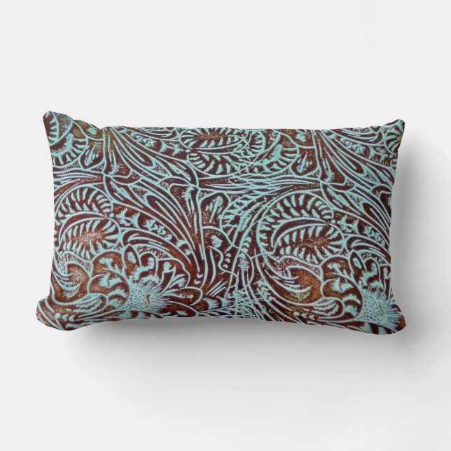 Toolin in aquamarinem (Brown-Rückseite) Lendenkissen (Vorderseite)