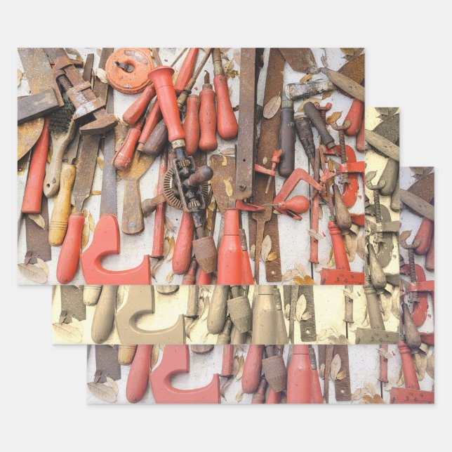 Tools Antiquitätenwerkzeug Rustikal Roter Mann Geschenkpapier Set (Set)