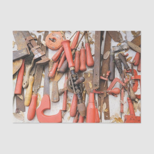 Tools Antiquitätenwerkzeug Rustikal Roter Mann Seidenpapier (Vorderseite)