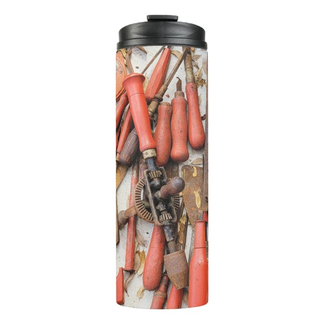 Tools Antiquitätenwerkzeug Rustikal Roter Mann Thermosbecher (Vorderseite)