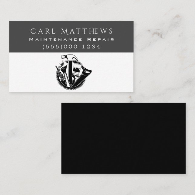 Tools Design Handyman Wartungs-Reparaturservice Visitenkarte (Vorne/Hinten)