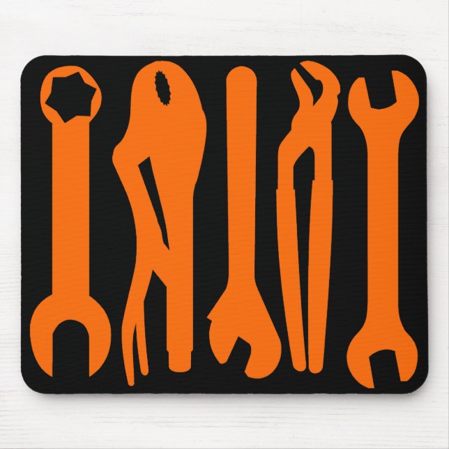 Tools - Orange auf Schwarz Mousepad (Vorne)