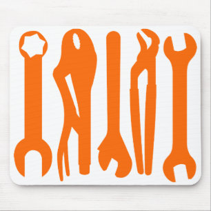 Tools - Orange auf Weiß Mousepad
