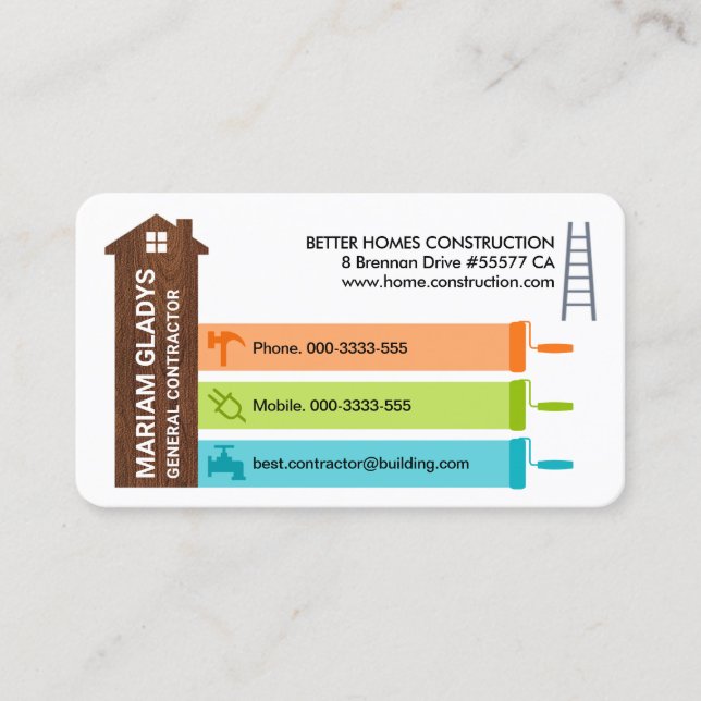 Tools-Panel für das Zuhause-Gebäude von Holz Visitenkarte (Vorderseite)