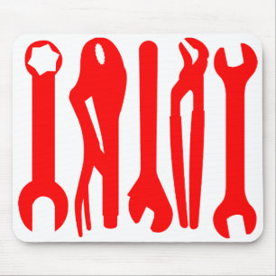 Tools - Rot auf Weiß Mousepad