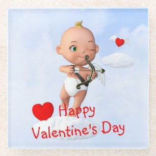 Toon Baby Cupid Flug mit Bow und Arrow Glasuntersetzer