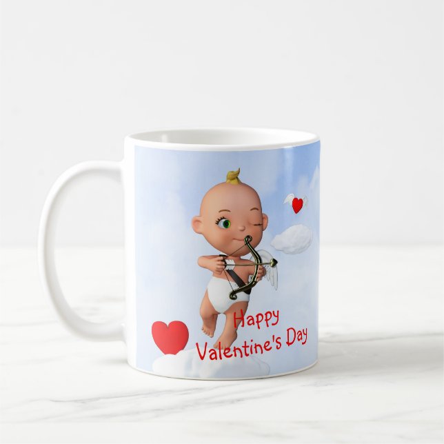 Toon Baby Cupid Flug mit Bow und Arrow Kaffeetasse (Links)