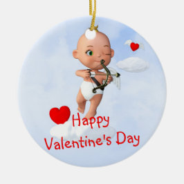Toon Baby Cupid Flug mit Bow und Arrow Keramik Ornament