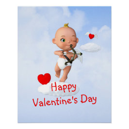 Toon Baby Cupid Flug mit Bow und Arrow Poster