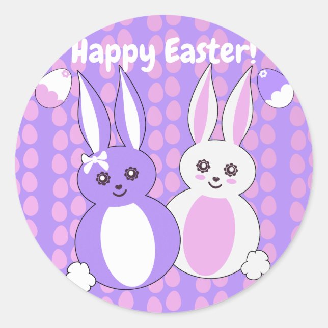 Toon Bunny Oaster Runder Aufkleber (Vorderseite)