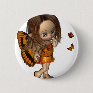 Toon Butterfly Fairy - Orange Button