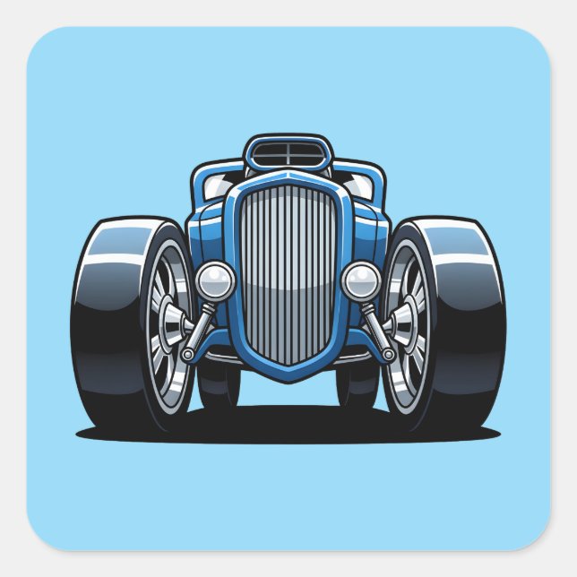 Toon Hotrod Kunst  Quadratischer Aufkleber (Vorderseite)