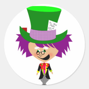Toon Mad Hatter - Alice's Adventures in Wonderland Runder Aufkleber