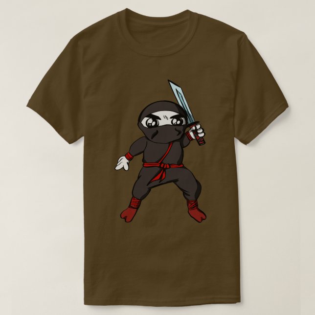 Toon Ninja Charakter mit Katana T-Shirt (Design vorne)