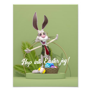 Toon Rabbit Stehend in der Nähe von Ostereiern Fotodruck