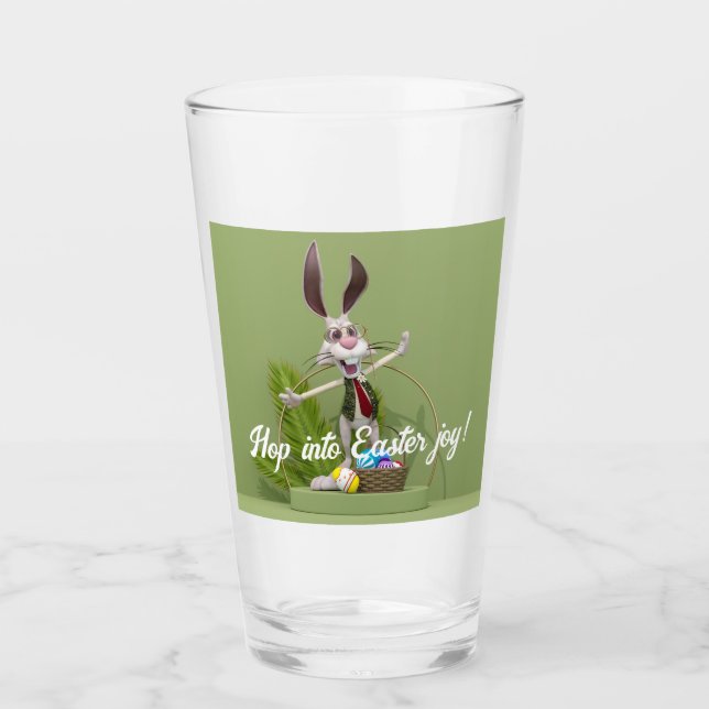 Toon Rabbit Stehend in der Nähe von Ostereiern Glas (Vorderseite)