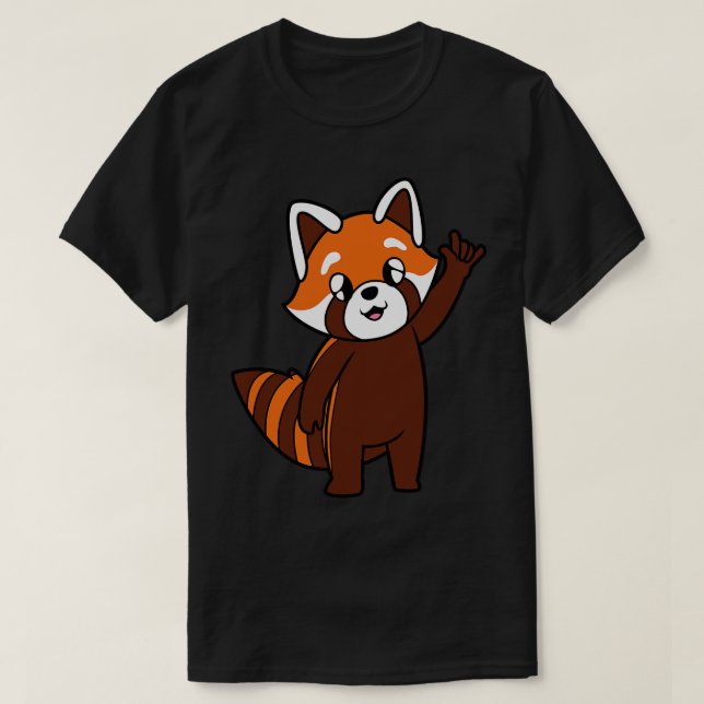 toon Red Panda zeigt I Liebe Sie ASL Handgesten T-Shirt (Design vorne)
