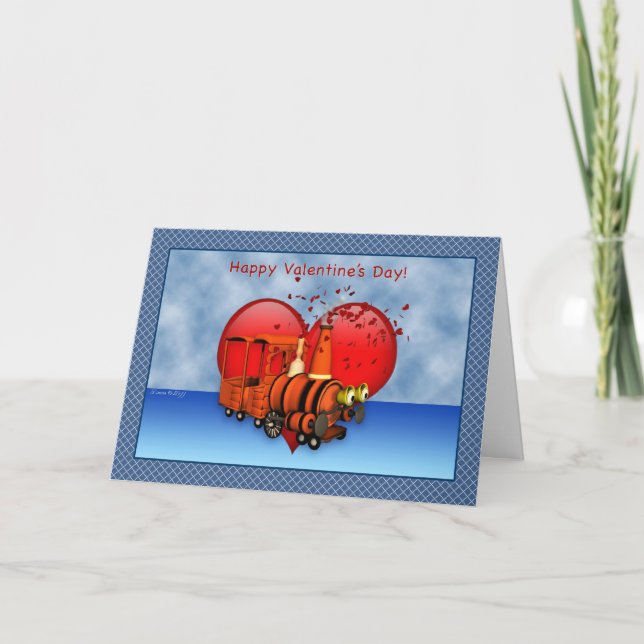 Toon-Zug-glückliche Valentinstag-Karte Feiertagskarte (Vorderseite)