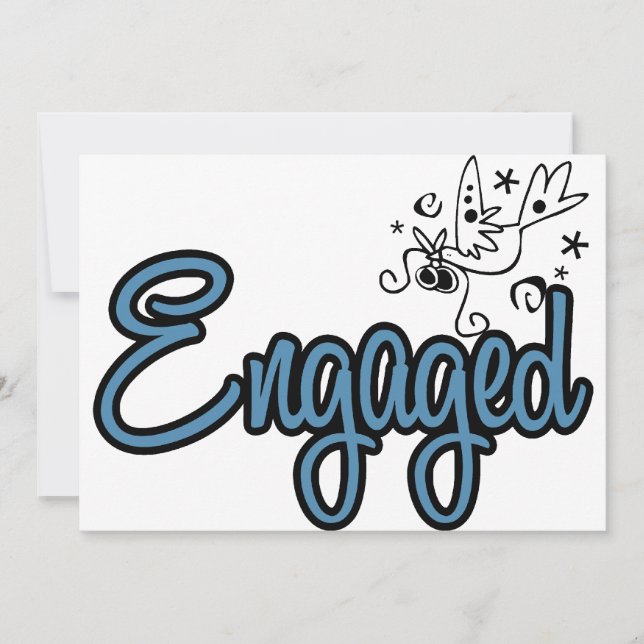 ToonDoveEngagedBlue Einladung (Vorderseite)
