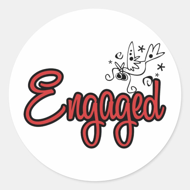 ToonDoveEngagedRed Runder Aufkleber (Vorderseite)