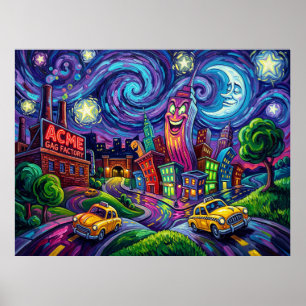 Toontown Sternennacht Acme-Fabrik Poster