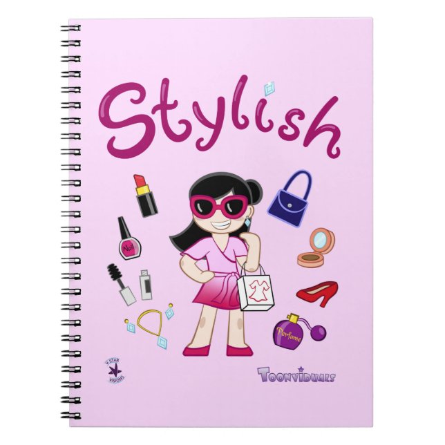 TOONVIDUALS Stilvolles Model Girl 2 Spiral Noteboo Notizblock (Vorderseite)