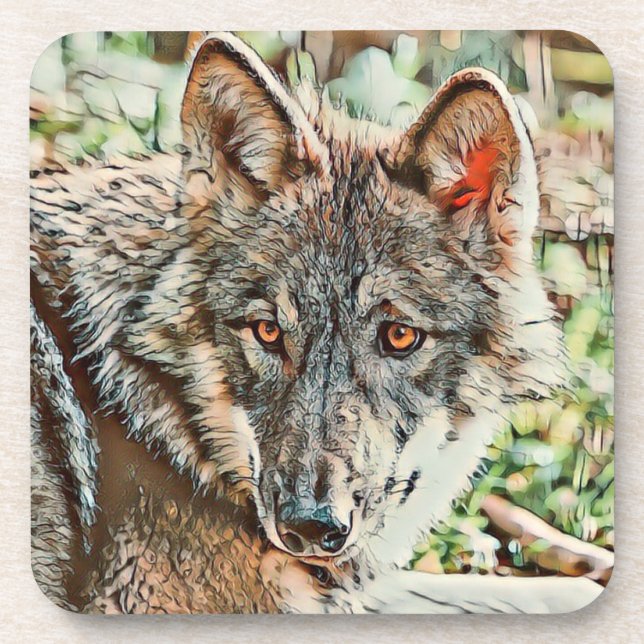 Toony Wolf Getränkeuntersetzer (Vorderseite)
