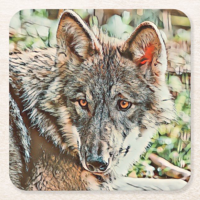 Toony Wolf Rechteckiger Pappuntersetzer (Vorderseite)