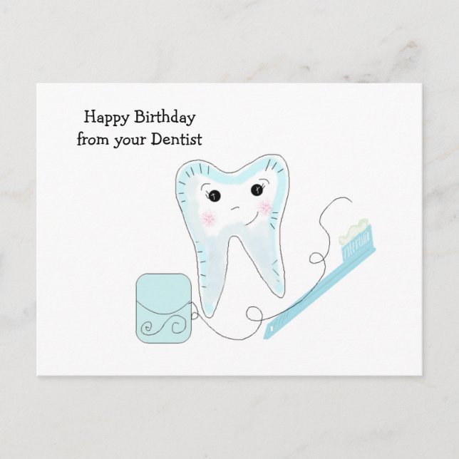 Tooth and Toothbrush Dental Design Postkarte (Vorderseite)