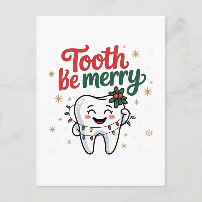 Tooth Be frohe Funny Dental Dentist Weihnachten Einladungspostkarte (Vorderseite)