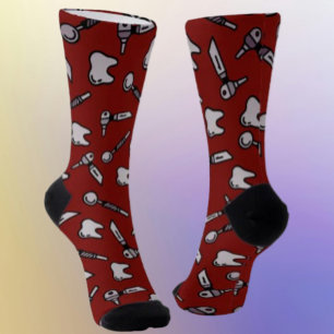 Tooth Be Told Burgund Creme Zahnputz Socken