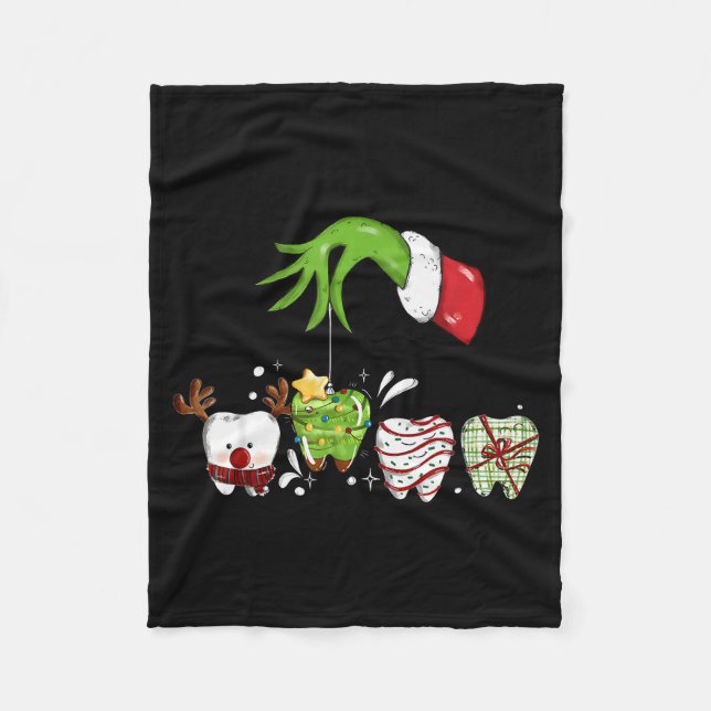 Tooth Dentist Dental Istant Teeth Christmas Santa  Fleecedecke (Vorderseite)