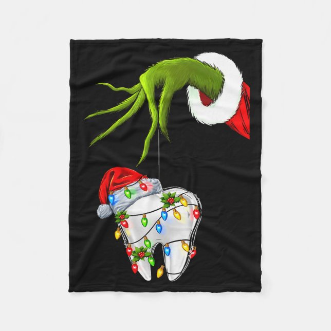 Tooth Dentist Dental Istant Teeth Christmas Xmas H Fleecedecke (Vorderseite)