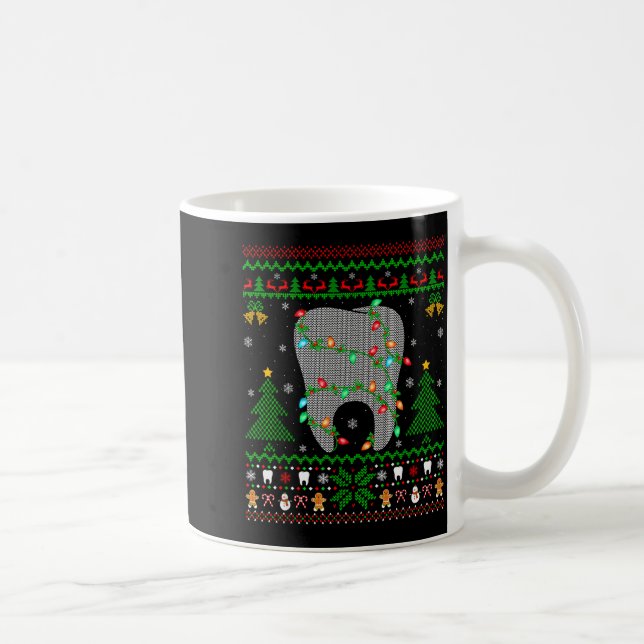 Tooth Dentist Dental Istant Teeth Ugly Christmas S Kaffeetasse (Rechts)