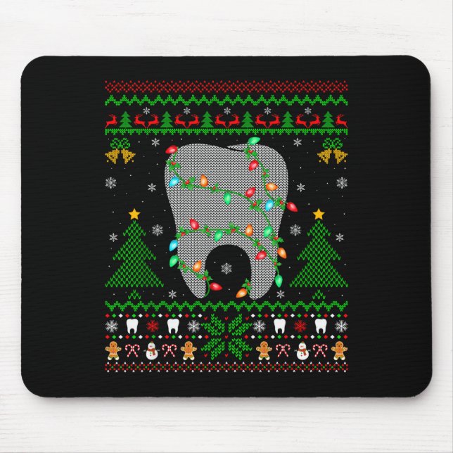 Tooth Dentist Dental Istant Teeth Ugly Christmas S Mousepad (Vorne)