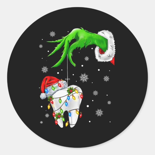 Tooth Dentist Dental Istant Teeth Xmas Christmas P Runder Aufkleber (Vorderseite)