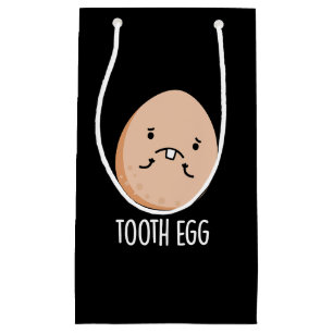 Tooth Egg Funny Dental Toothache Pub Dark BG Kleine Geschenktüte