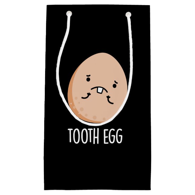 Tooth Egg Funny Dental Toothache Pub Dark BG Kleine Geschenktüte (Vorderseite)