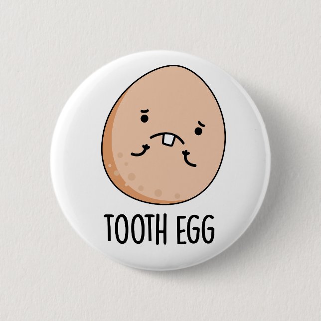 Tooth Egg Funny Dental Toothache Puff Button (Vorderseite)