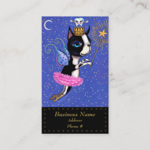 Tooth Fairy Dog Boston Terrier Pink Tutu Crown Visitenkarte