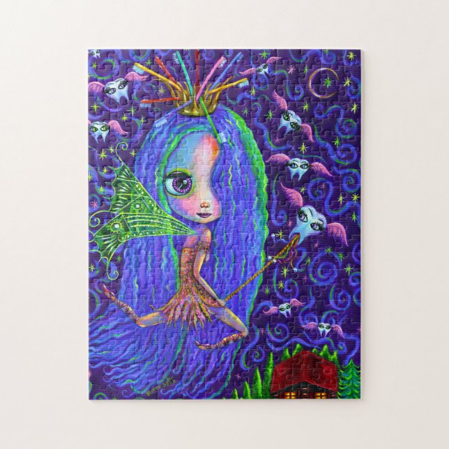 Tooth Fairy Flying Teeth Toothbrush Crown Big Eyes Puzzle (Vertikal)