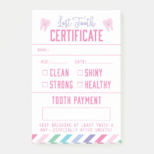 Tooth Fairy Keepake Certificate Girl