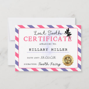 Tooth Fairy Lost Tooth Certification Printable Einladung