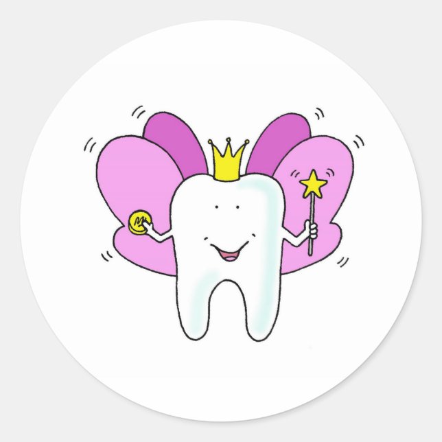 Tooth Fairy Princess gratuliert Runder Aufkleber (Vorderseite)