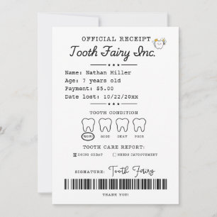 Tooth Fairy Receipt Printable Einladung