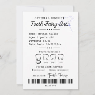 Tooth Fairy Receipt Printable Einladung